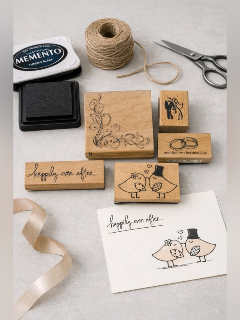 Wooden Stamp Set with Wedding Designs